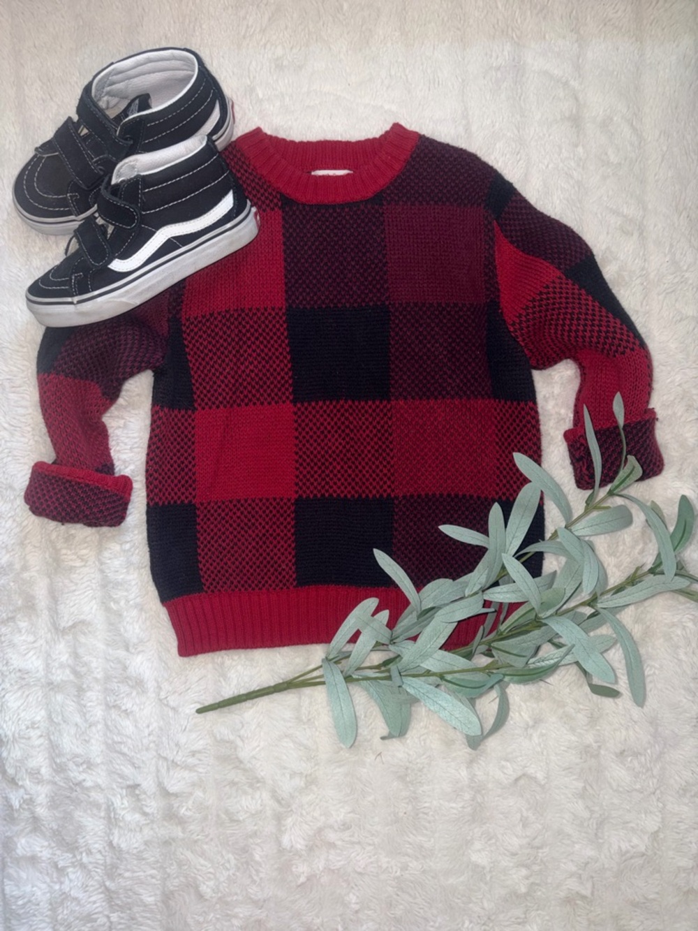 Cat & Jack Buffalo Plaid Knit Sweater – Size XS (4/5)